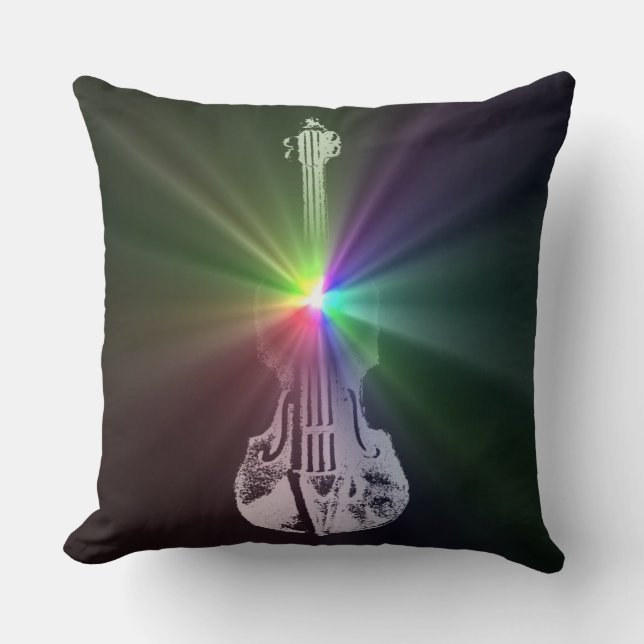 Rainbow Violin Throw Pillow (Front)