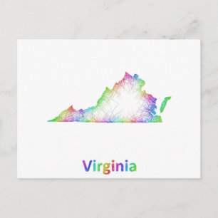 Rainbow Virginia map Postcard