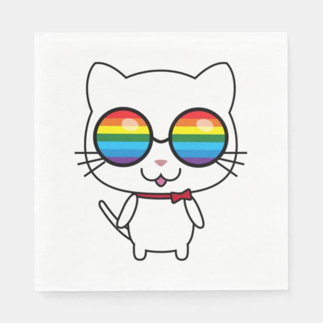 Rainbow Vision Pride Cat   Napkin (Front)
