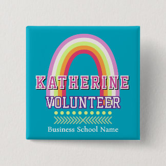 Rainbow Volunteer Blue 2 Inch Square Button