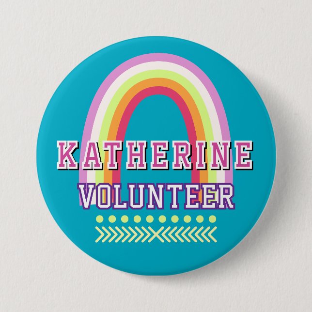 Rainbow  Volunteer Blue 3 Inch Round Button (Front)