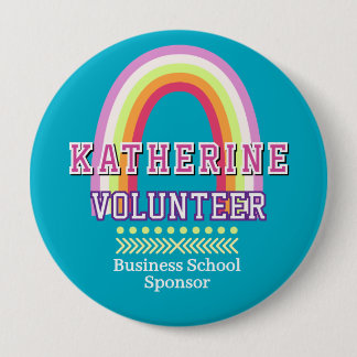 Rainbow Volunteer Blue 4 Inch Round Button