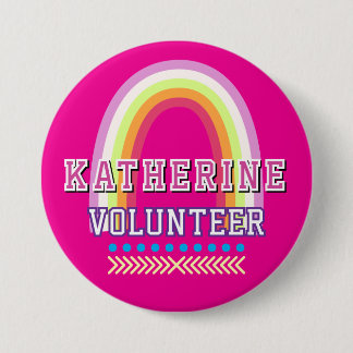 Rainbow Volunteer Hot Pink 3 Inch Round Button