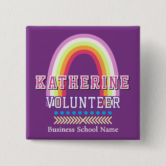 Rainbow Volunteer Purple 2 Inch Square Button