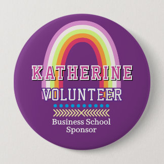 Rainbow Volunteer Purple 4 Inch Round Button
