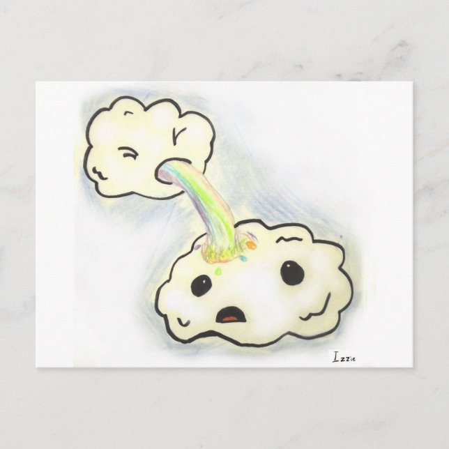 Rainbow Vomit Clouds Postcard (Front)