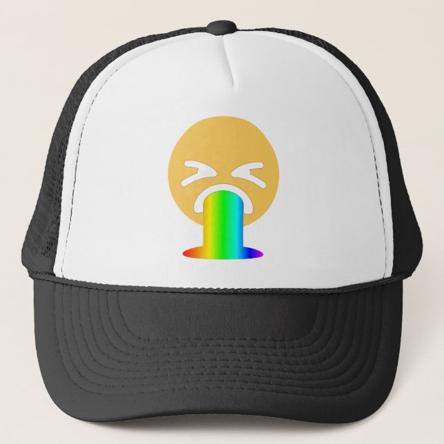rainbow vomit emoji trucker hat (Front)