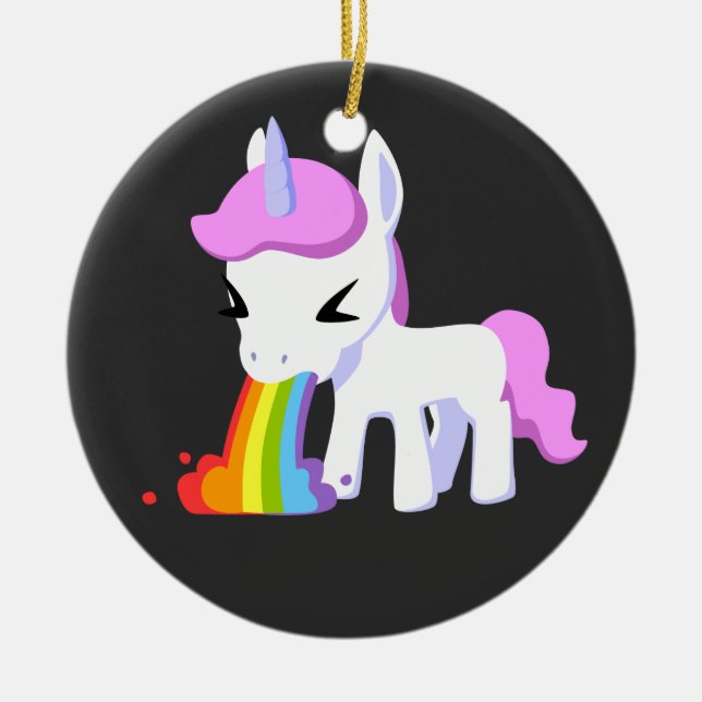 RAINBOW VOMIT UNICORN  CERAMIC ORNAMENT (Front)