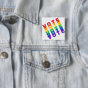 Rainbow Vote Square Button
