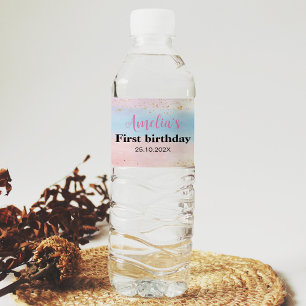 Rainbow Water Bottle Label Birthday Party