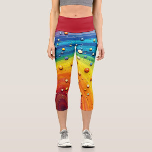 Rainbow Water Drop Capri Leggings