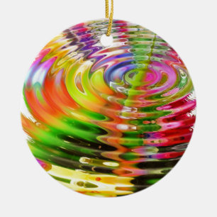 Rainbow Water Rings Ceramic Ornament