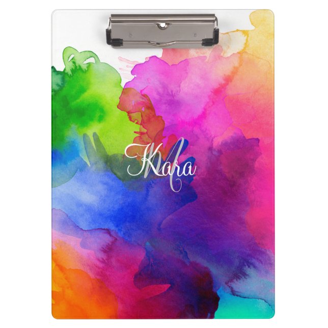 Rainbow Watercolor Abstract  Clipboard (Front)