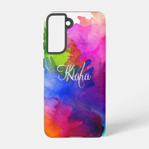 Rainbow Watercolor Abstract Name Monogram Samsung Galaxy Case
