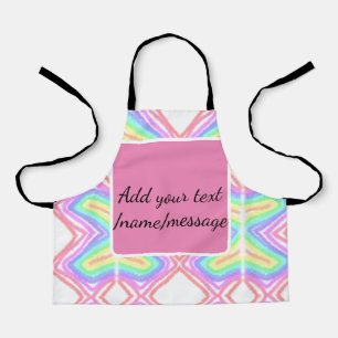 Rainbow watercolor add name text custom message apron