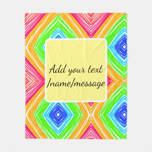 Rainbow watercolor add name text custom message fleece blanket (Front)