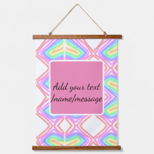 Rainbow watercolor add name text custom message hanging tapestry