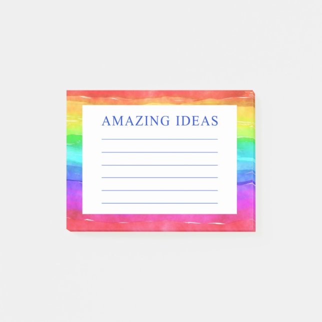 Rainbow Watercolor Amazing Ideas Post-it Notes (Front)