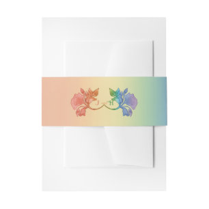 Rainbow Watercolor Art Nouveau Wedding Invitation Belly Band