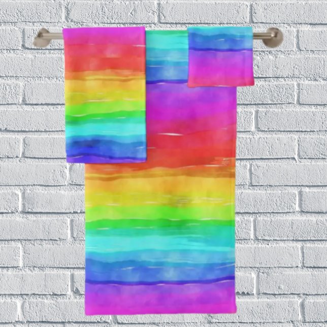Rainbow Watercolor Bath Towel Set (Creator Uploaded)