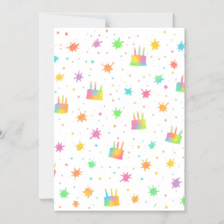 Rainbow Watercolor Birthday Cake Colorful Paint Magnetic Invitation