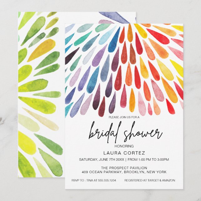 Rainbow Watercolor Bridal Shower Invitation (Front/Back)