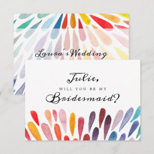 Rainbow Watercolor Bridesmaid Card