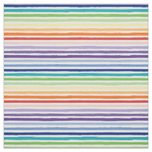 Rainbow Watercolor Brush Stripe Pattern Fabric