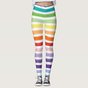 Rainbow Watercolor Brush Stripe Pattern Leggings