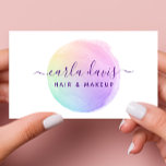 Rainbow Watercolor Business Card<br><div class="desc">This elegant business card features a beautiful rainbow watercolor design with a hand-lettered script. Perfect for makeup artists, hair stylists, and other beauty professionals. Customize it with your name and information for a truly unique touch. Order yours today!</div>