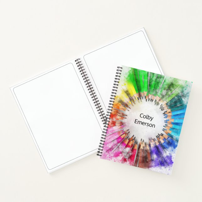 Rainbow Watercolor Circle of Colour Pencils Notebook (Inside)