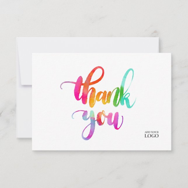 Rainbow Watercolor Colourful Branded Thank You Card (Front)