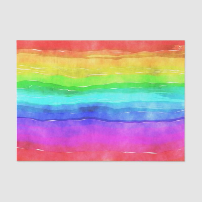 Rainbow Watercolor Colourful  Decoupage Tissue Paper (Front)