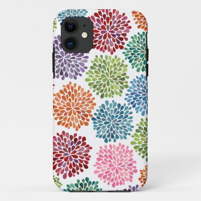 Rainbow Watercolor Dahlia Flowers Iphone 5 Case (Back)