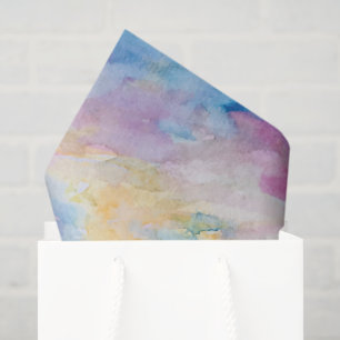Rainbow Watercolor Decoupage Paper, Birthday Tissue Paper