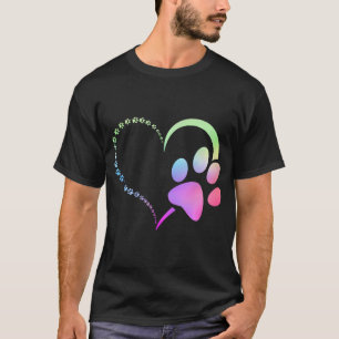 Rainbow watercolor Dog paw print paws heart dog T-Shirt