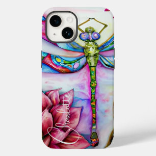 Rainbow Watercolor Dragonfly, Personalize   Case-Mate iPhone 14 Case