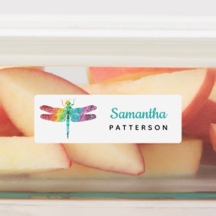 Rainbow Watercolor Dragonfly Personalized Kids