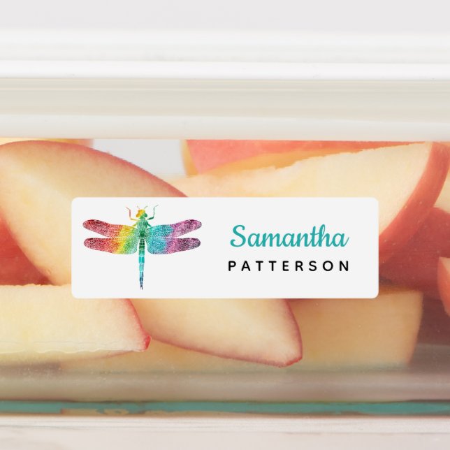 Rainbow Watercolor Dragonfly Personalized Kids (Affixed)