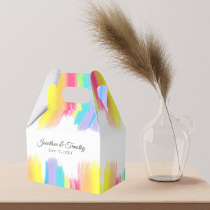 Rainbow Watercolor Elegant Modern LGBT Wedding Favor Box