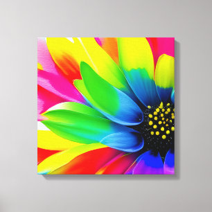 Rainbow Watercolor Flower Stretched Canvas Print