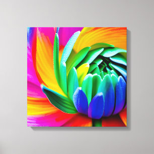 Rainbow Watercolor Flower Stretched Canvas Print
