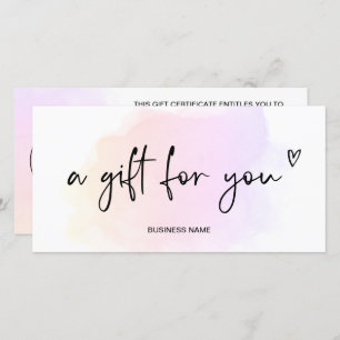 Rainbow watercolor heart logo gift certificate