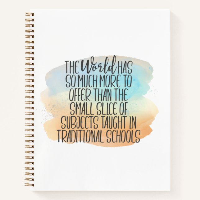 Rainbow Watercolor Homeschool Education Quote Gian Notebook (Front)