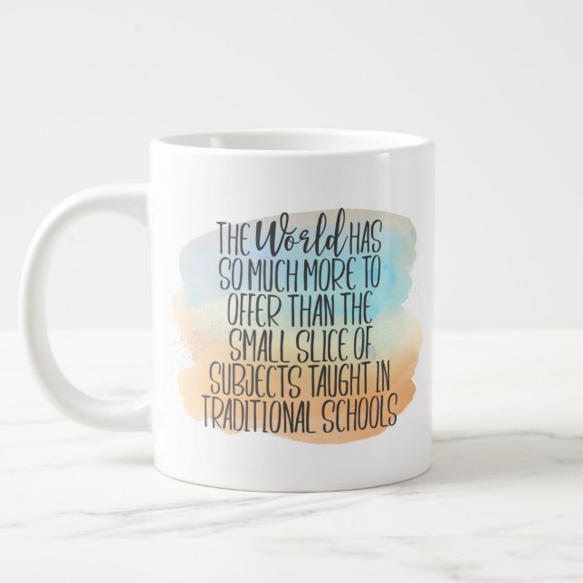 Rainbow Watercolor Homeschool Education Quote Large Coffee Mug (Left)