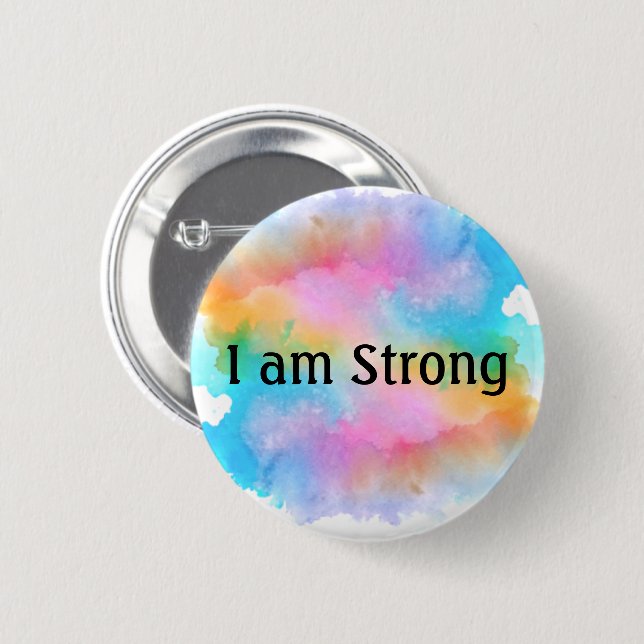 Rainbow Watercolor Inspirational Button (Front & Back)