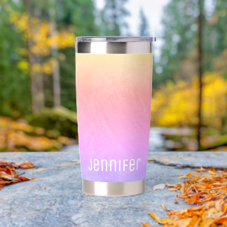 Rainbow Watercolor Name Modern Water Bottle Insulated Tumbler