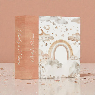 Rainbow Watercolor Neutral Beige Baby Photos Binder