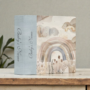 Rainbow Watercolor Neutral Beige Baby Photos Binder