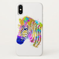 Rainbow Watercolor Paint Splatter Zebra Graphic